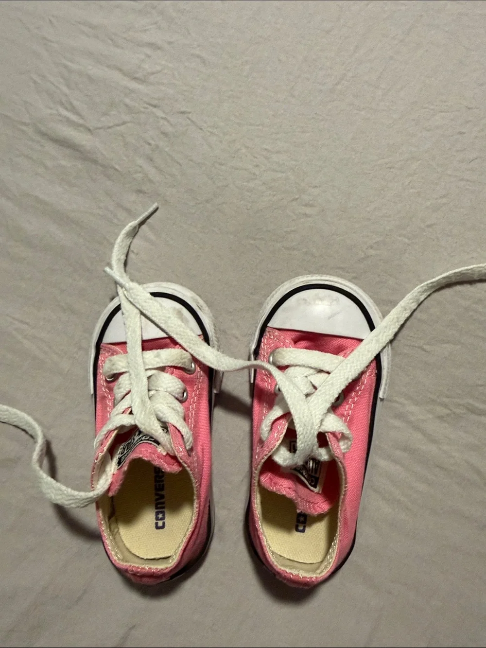 Converse Kids Pink Low-Top Canvas Sneakers with White Laces